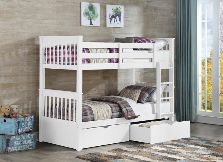 Kiwi Single Bunk Bed in White Kids Beds Only