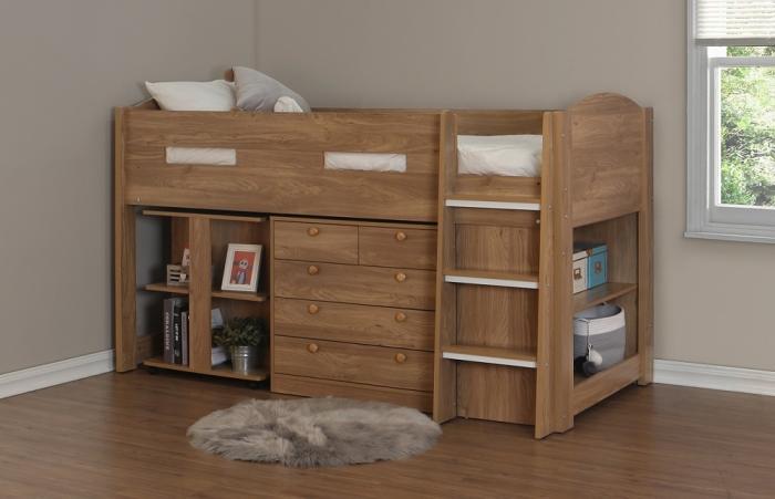 Oak Highland Midsleeper Bed