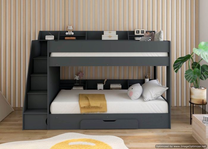 Venetian Single Bunk Front View (Dark Grey)