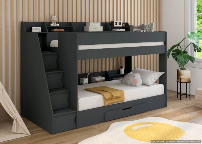 Venetian Single Bunk Side View (Dark Grey)