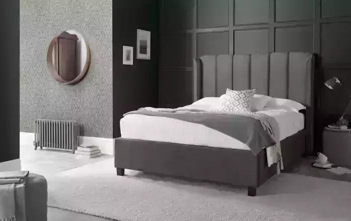 Aurora Grey Fabric Ottoman Bed