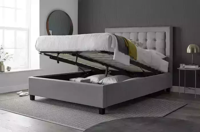 Bramdon Grey Fabric Ottoman Bed