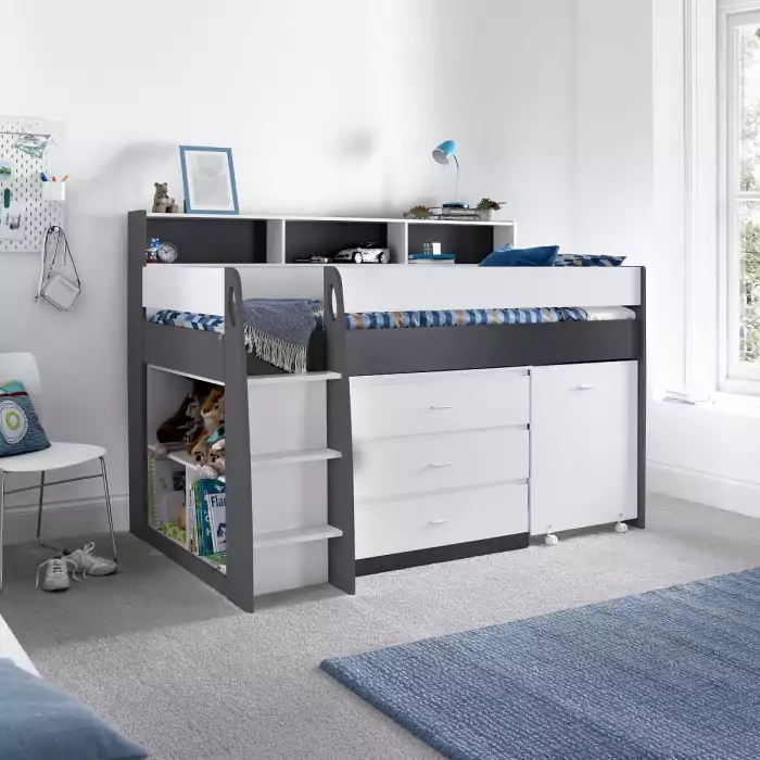 ersa grey midsleeper bed