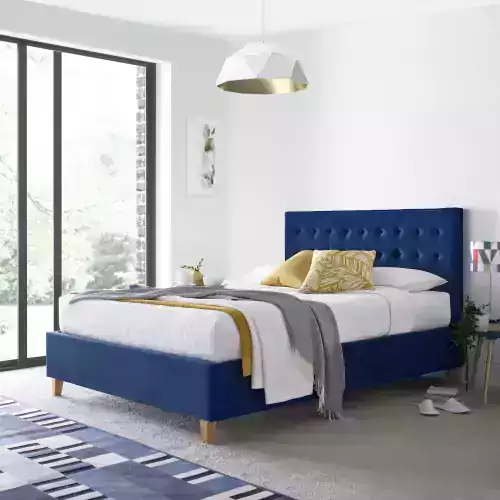 kingham blue velvet ottoman bed