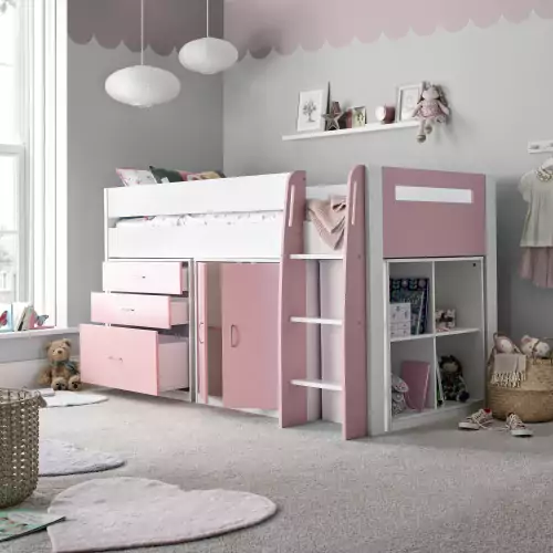 lacy pink midsleeper bed